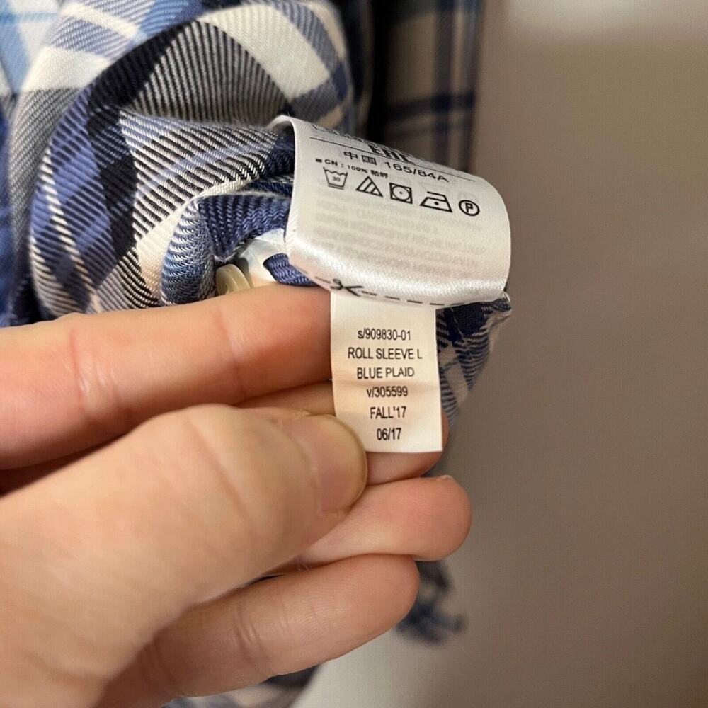 Gap Maternity Womens 1/2 Button Pullover Shirt XS Blue Plaid Lightweight Flannel - Picture 9 of 9